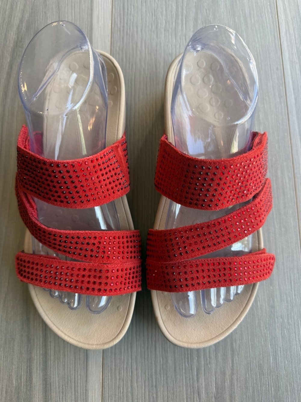 Vionic Women's Alexis Red Triple Strap Sandals Size 9